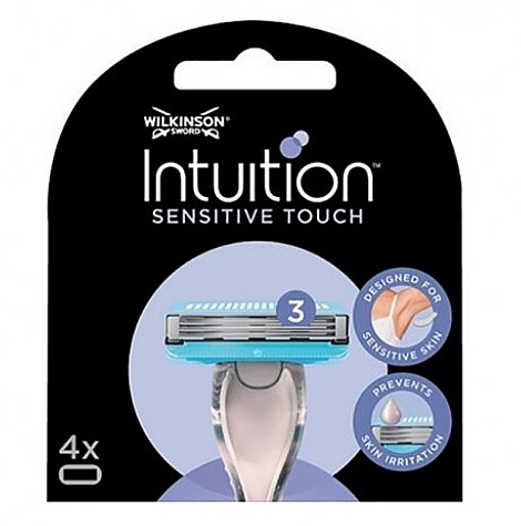 Wilkinson Sword Intuition Sensitive Touch Razor Blades 4 Pack – Maquinilla de afeitar con 3 cabezales de recambio