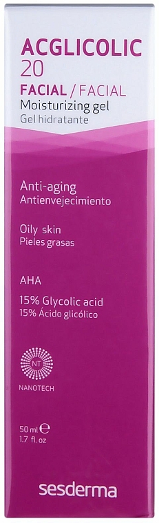 Crema facial con extracto de alga roja, vitaminas C y E – SesDerma Laboratories Acglicolic 20 Moisturizing Cream Gel